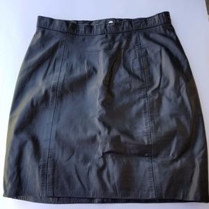 I.O.U. 7/8 Vintage Black leather mini skirt.